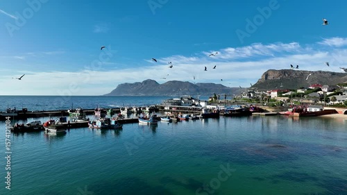 Aerial view of Kalk Bay harbour, Cape Town, South Africa.