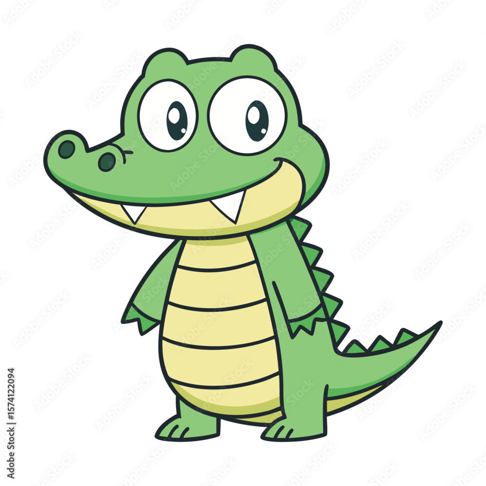 Fototapeta premium Cartoon Crocodile with Big Smile and Tiny Arms