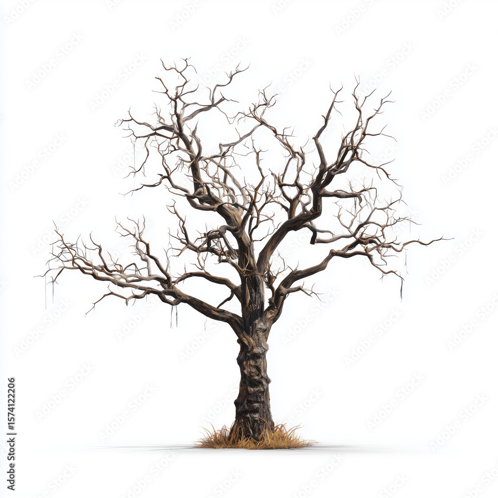 Fototapeta premium Majestic Bare Tree, A Symbol of the Wild , white background cut out PNG