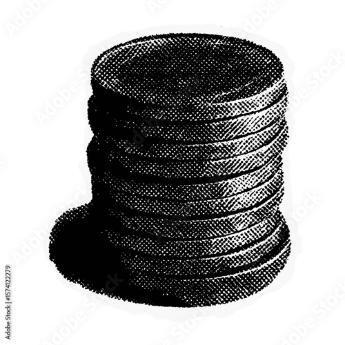 Vintage stack of coins illustration  vector