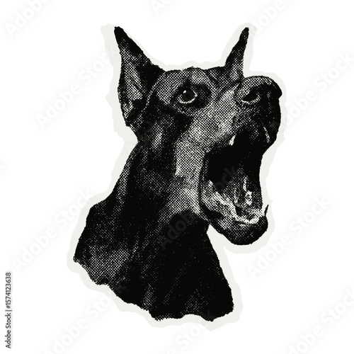 Vintage fierce dog illustration  vector
