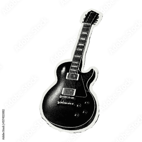 Vintage electric guitar illustration sticker  vector