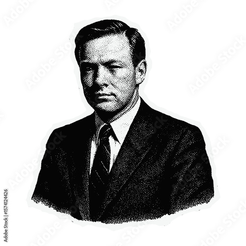 Vintage monochrome businessman portrait  vector