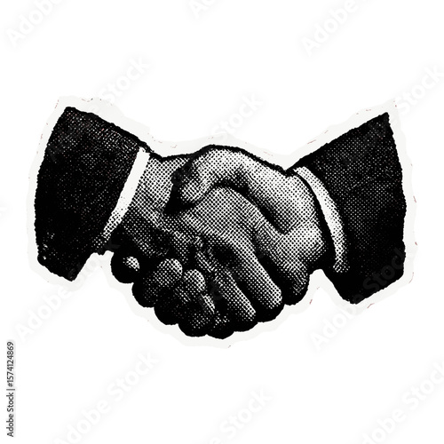 Vintage handshake business agreement vector