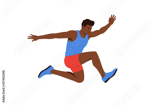 Athlete in MidAir Dynamic Vector Illustration of a Male Long Jumper.