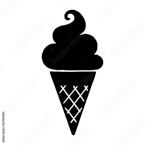 Minimalist black ice cream cone vector