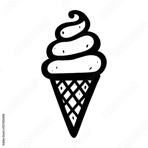 Simple black ice cream cone vector