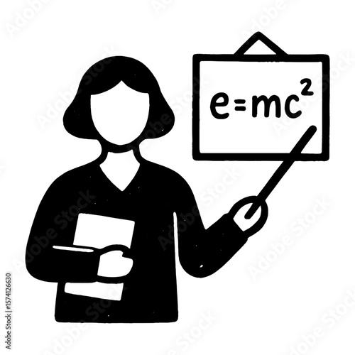 Teacher explaining physics concept vector