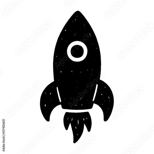 Simple black rocket icon vector