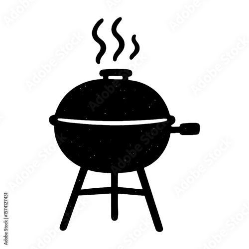 Grill silhouette with steam vector