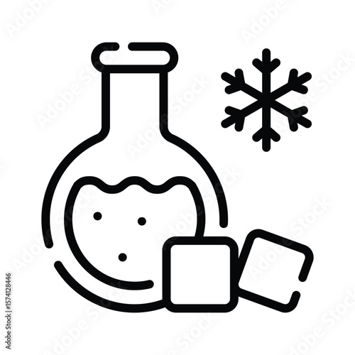 Download our premium outline icon of liquid nitrogen flask