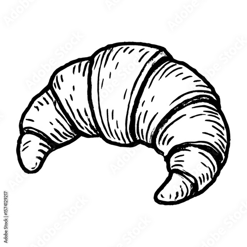 Hand-drawn croissant sketch illustration vector