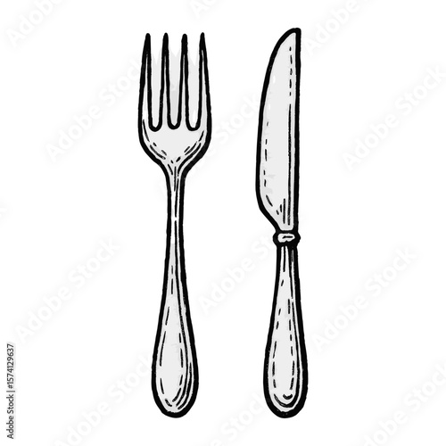 Vintage cutlery sketch illustration vector
