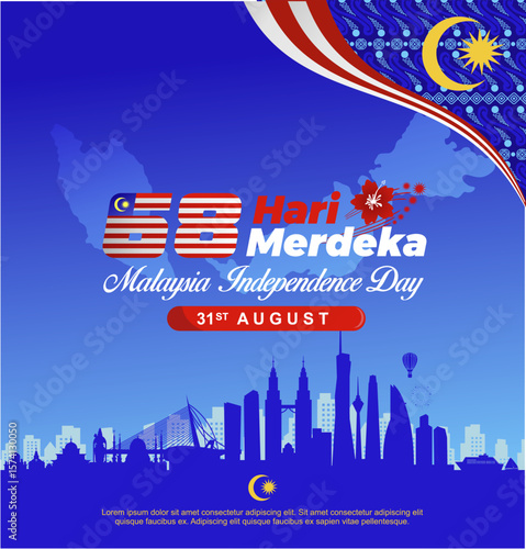 Photography Elegant Malaysia 68 years Independence Day 2025 vector illustration design