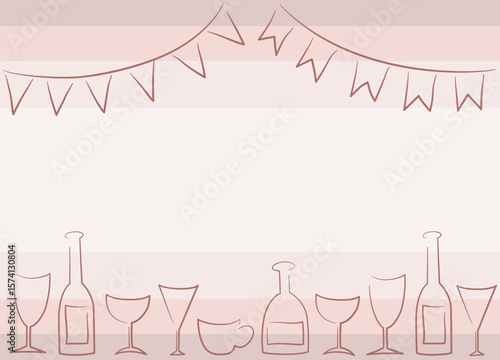 blank template or background designed for an invitation or party-related graphic. various bottles and glasses, suggesting a theme of drinks or a celebration
