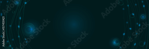 Glowing abstract tech background with neon blue cosmic motion design for digital art, sci-fi visuals, virtual reality, and modern tech-themed projects. copy space