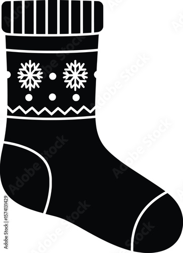 Christmas Action, Holiday Sock, Festive Home, Vector Fashion Design, Cozy Environment, Close-Up Viewpoint, Celebratory Concept