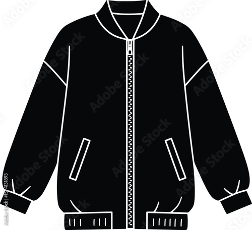 Black Bomber Jacket Illustration for Modern Streetwear Trends