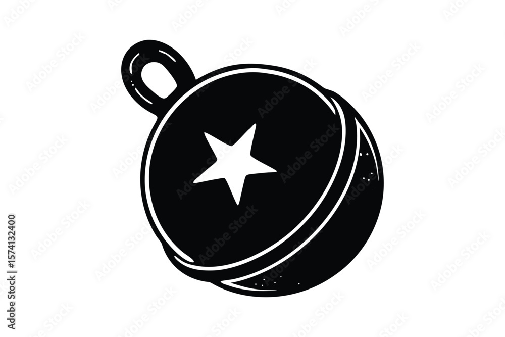Obraz premium Silhouette art illustration of a sleigh bell with star cutout.eps