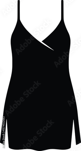 Stylish Vector Fashion Dress Design, Minimalist Black Dress, Graphic Art, Modern Aesthetic