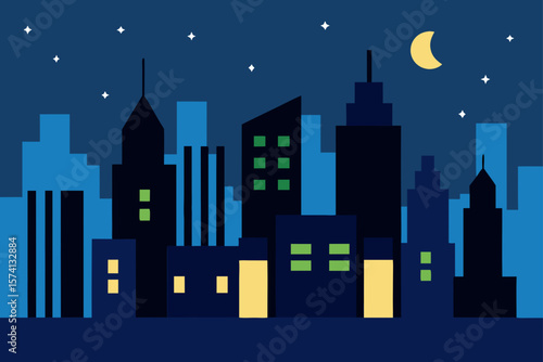 city skyline at night