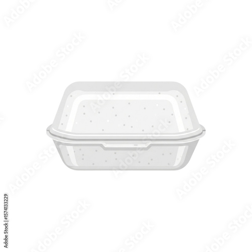 Empty disposable plastic food container, top view, illustration.