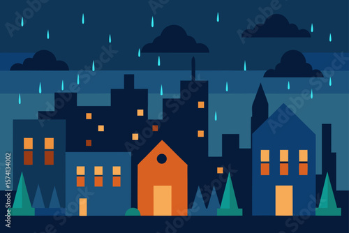 rainy night in a bustling city