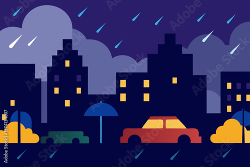 rainy night in a bustling city