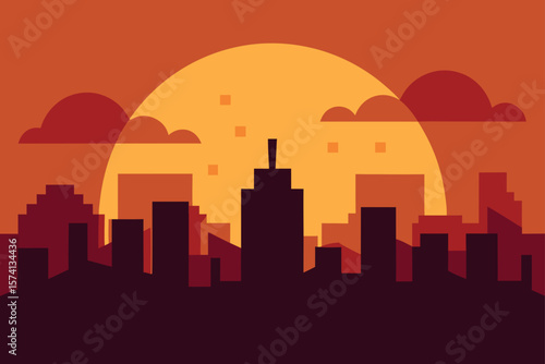 sunset in the city