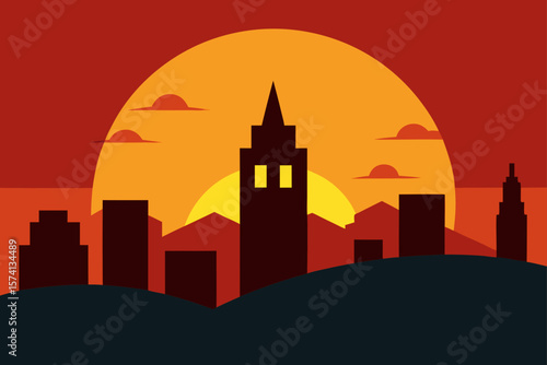 sunset in the city