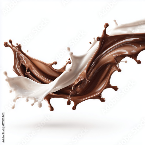 Chocolate Milk Splash Art , white background cut out PNG