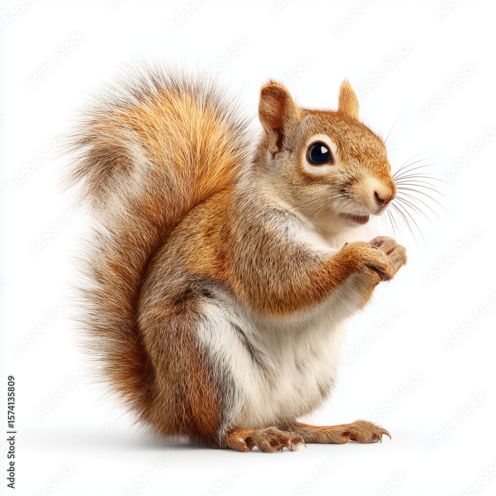 Obraz premium Adorable Red Squirrel Portrait , white background cut out PNG