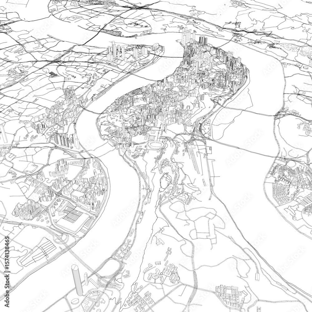 Obraz premium 3D illustration of city and urban in Chongqing China