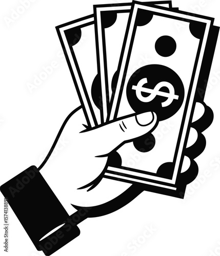Hand Holding Dollar Bills Illustration money cash