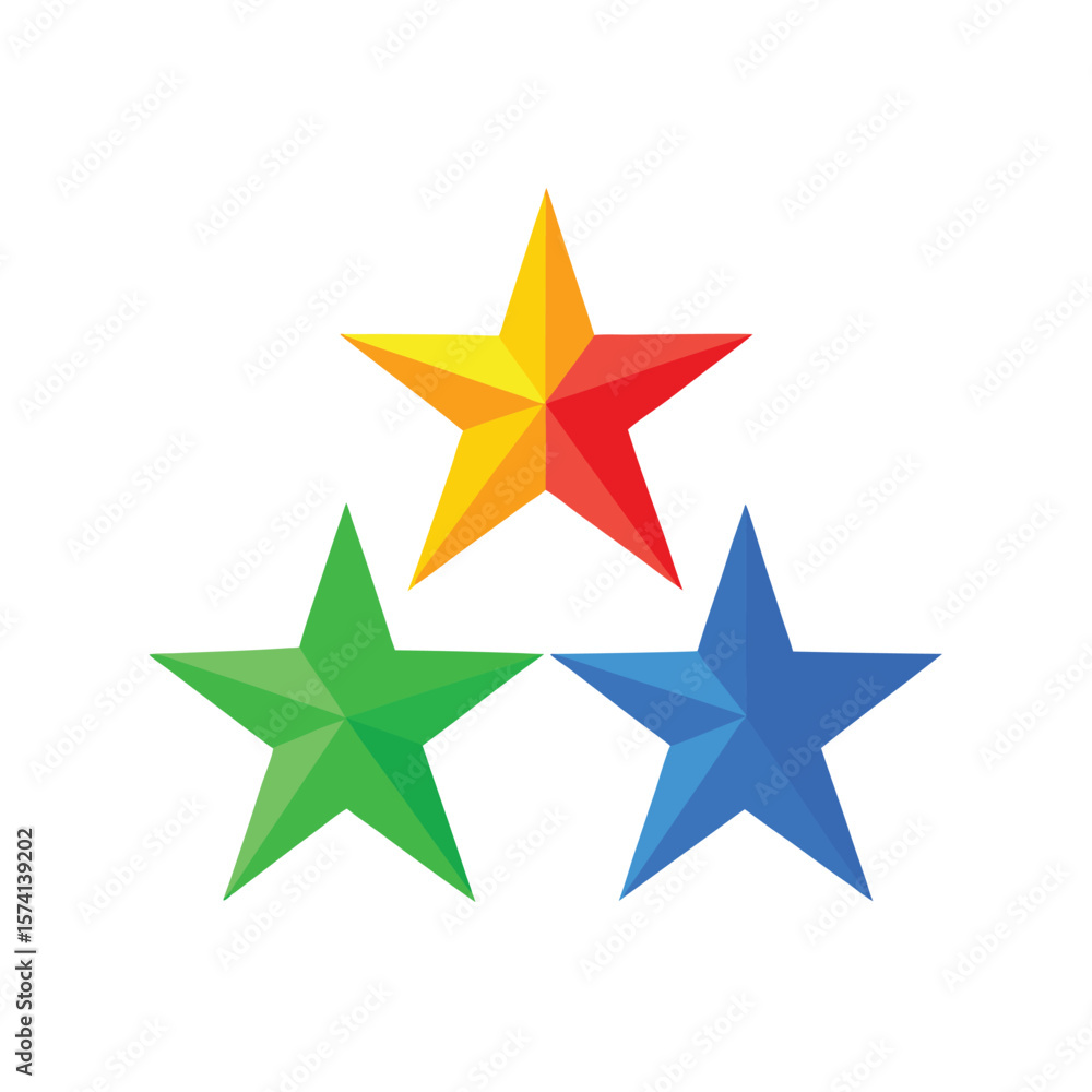 Obraz premium Colorful Star Rating Icons Set in Blue Green Red and Gold