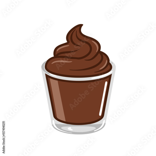 Chocolate dessert in glass cup with creamy texture  