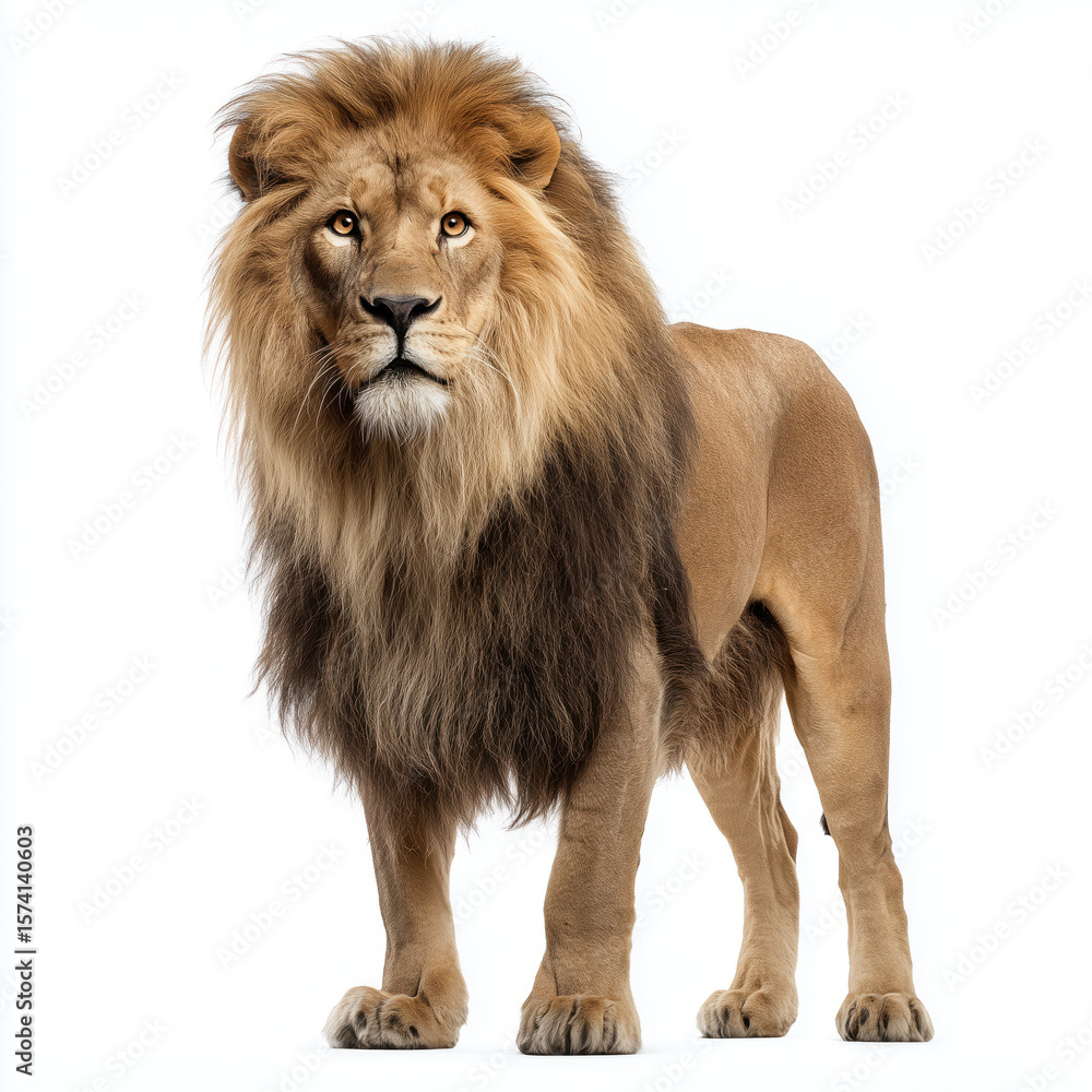 Obraz premium Majestic Lion in Full Glory , white background cut out PNG