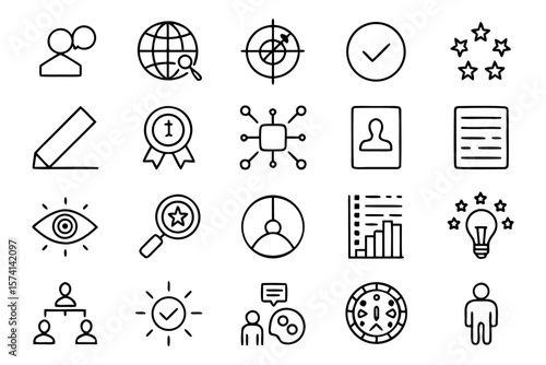 Comprehensive collection of thin line graphics representing various challenges presented in a clean modern and versatile design suitable for digital and print applications