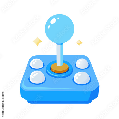 Retro Arcade Joystick Controller Vector Illustration - Cute Blue Gaming Console Icon