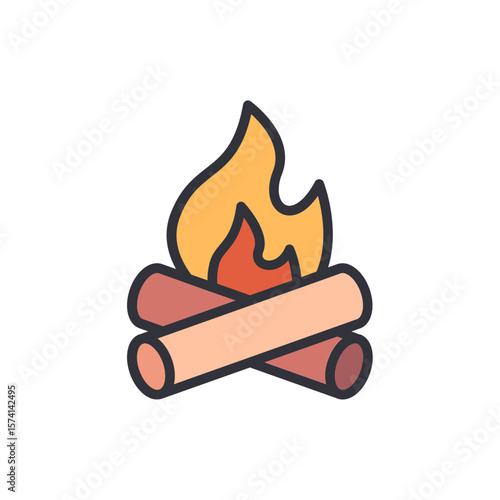 Animated Bonfire Graphic With Wood Logs And Glowing Flames Illustration