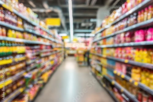 Wallpaper Mural Blurred supermarket aisle with shelves of food (1) Torontodigital.ca