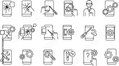 Smartphone repair icons showing various troubleshooting methods  