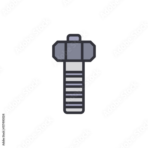 Stylized Illustration Of A Silver Bolt And Nut On A Transparent Backdrop