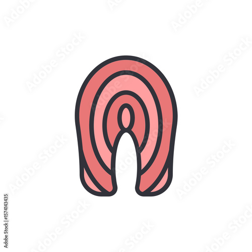 Stylized Salmon Slice For Culinary Or Nutritional Illustrations