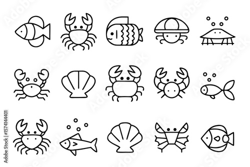 Charming collection of whimsical underwater ocean inhabitants featuring a delightful crab and other aquatic friends perfect for creative projects