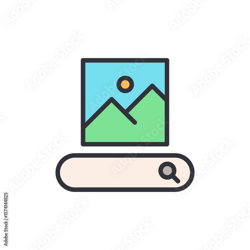 Searching For Landscape Photography Online With Search Bar Icon