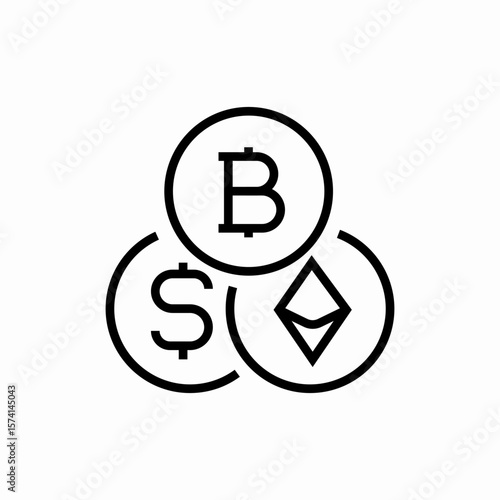 cryptocurrency coins icon vector sign
