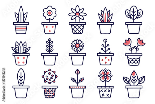 A curated assortment of distinct potted flora presented in a variety of unique containers showcasing botanical beauty and decorative arrangements for home or garden