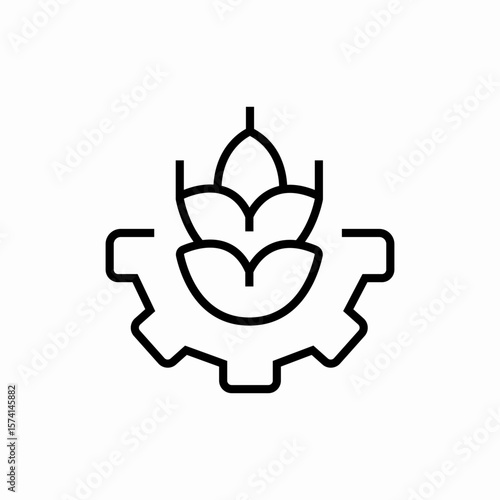organic agriculture gear icon vector sign