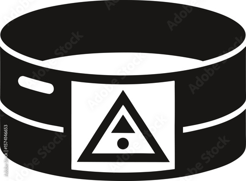 Quarantine wristband icon with a barcode and a chip